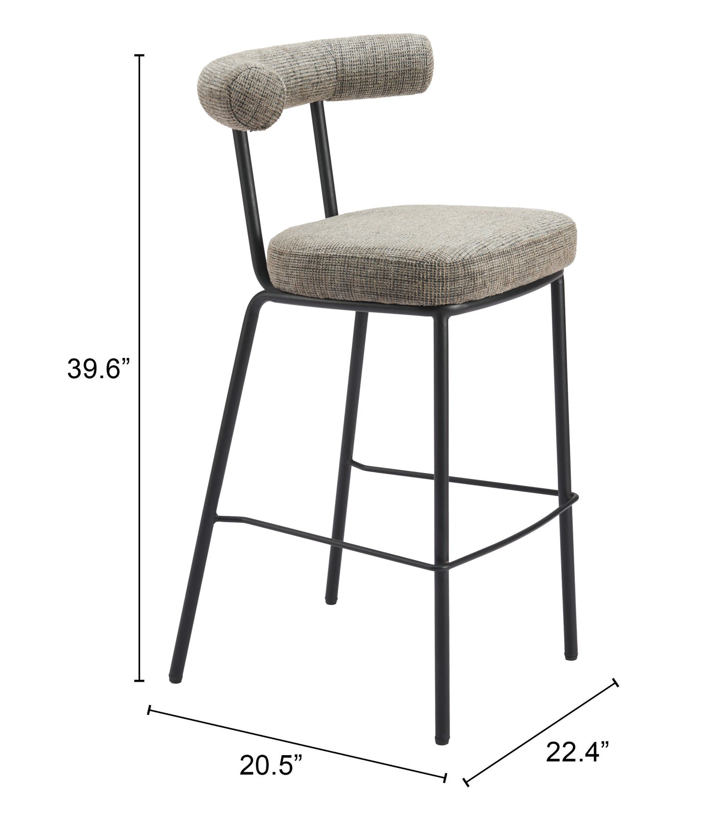 Outdoor Bar Stools – Upholstered Green Seat with Sleek Metal Base