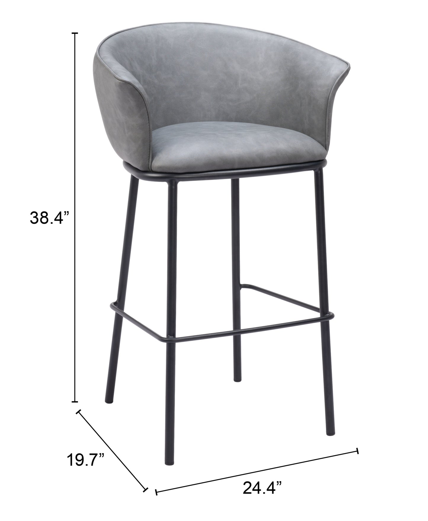Counter Height Bar Stools – Garston Gray Seat with Black Metal Legs
