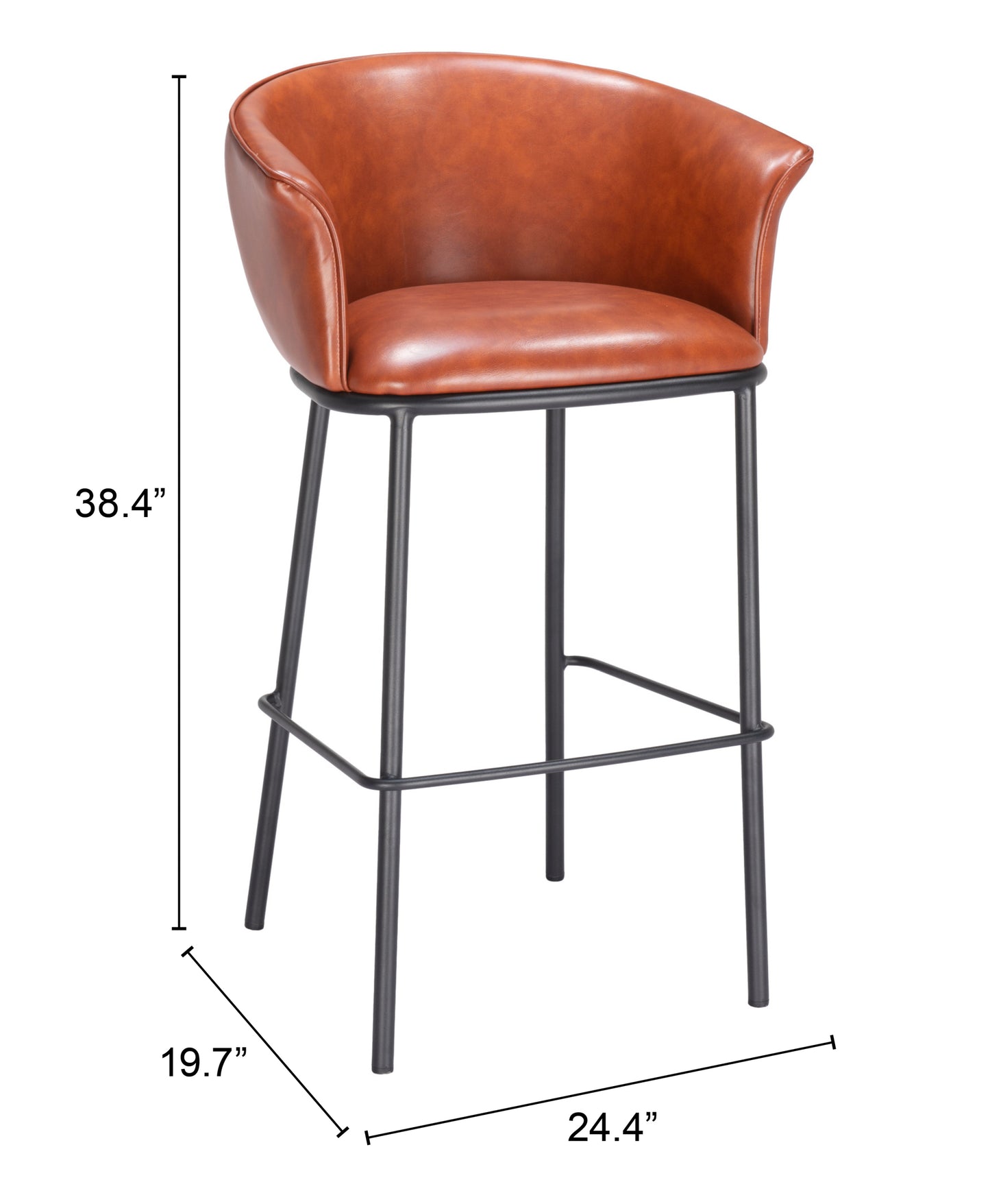 Kitchen Counter Stool –Garston Brown Bar Chair with Back