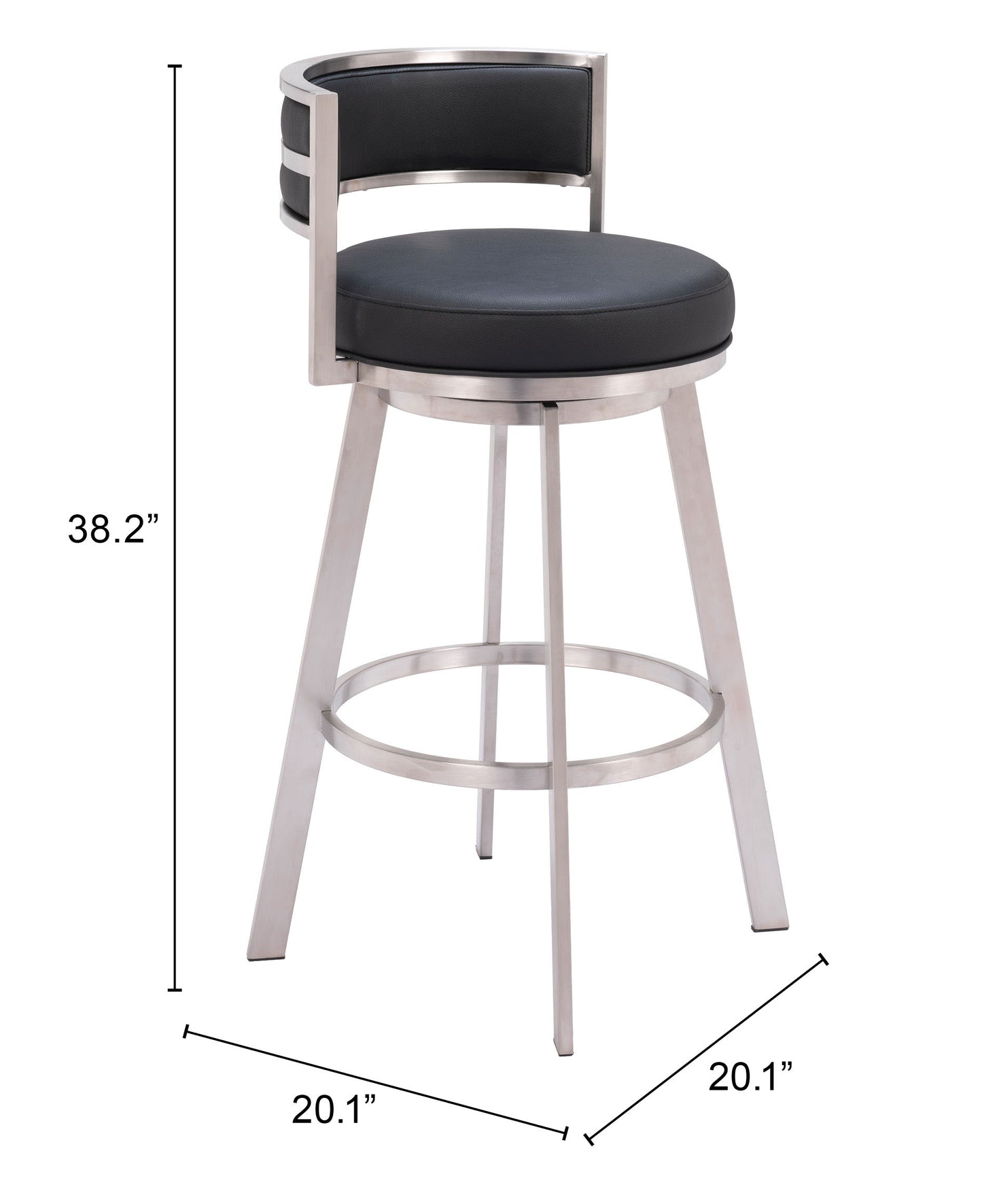 Counter Bar Stools – Swivel Design with Footrest in Black