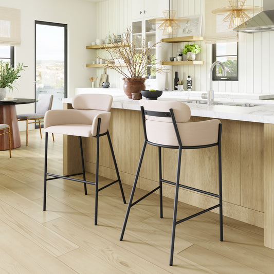 Bar Height Stools – Elegant Beige Seat with Sturdy Legs