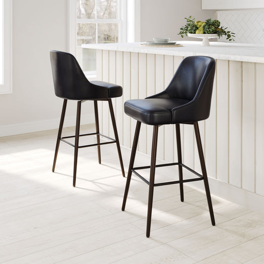 Black Bar Stools – Design with Upholstered Seat