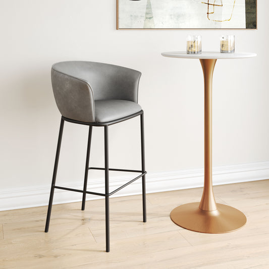 Counter Height Bar Stools – Garston Gray Seat with Black Metal Legs