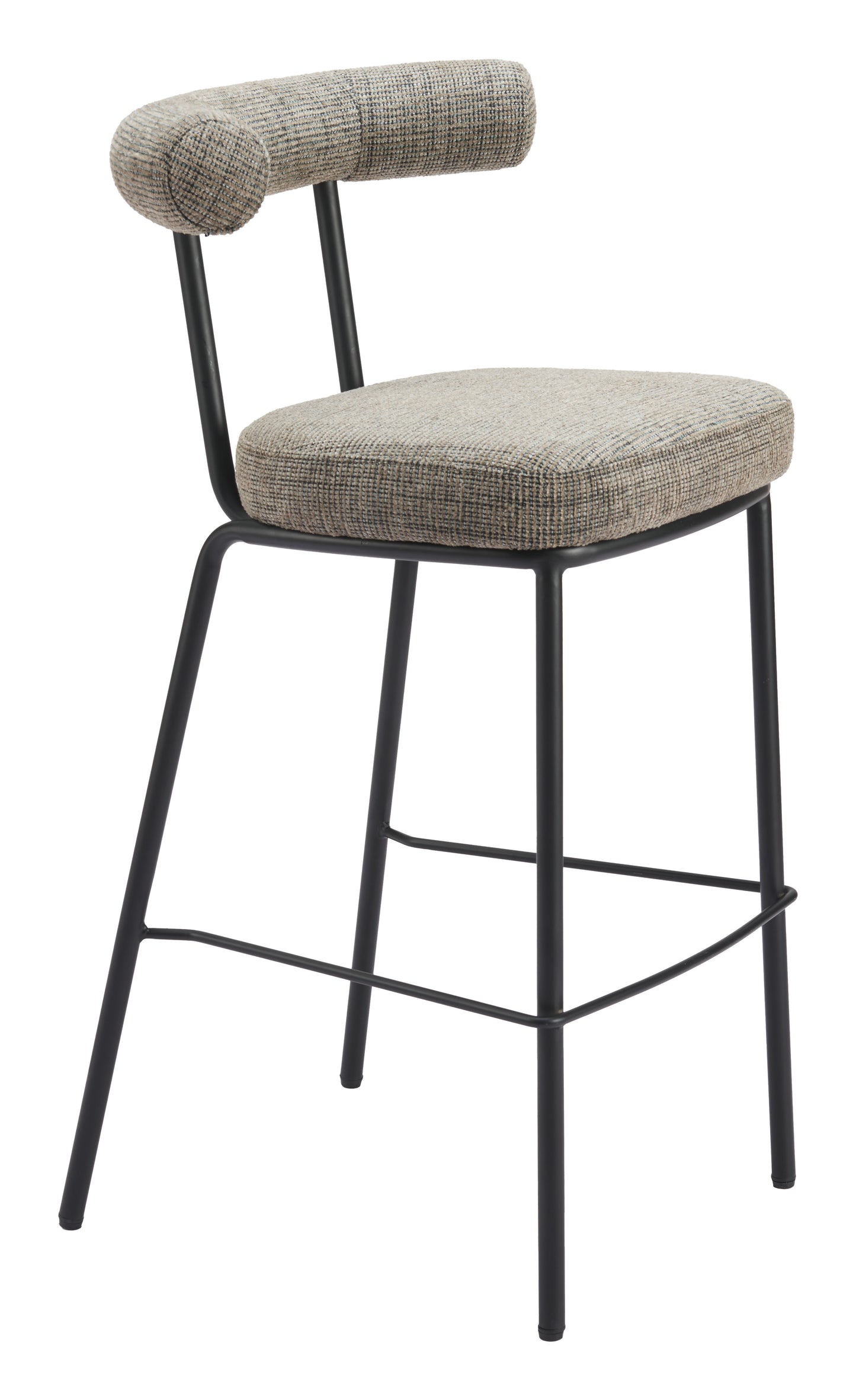 Outdoor Bar Stools – Upholstered Green Seat with Sleek Metal Base