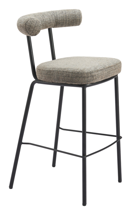 Outdoor Bar Stools – Upholstered Green Seat with Sleek Metal Base