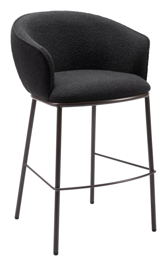 Counter Height Bar Stools – Essen Black Faux Leather with Bronze Legs