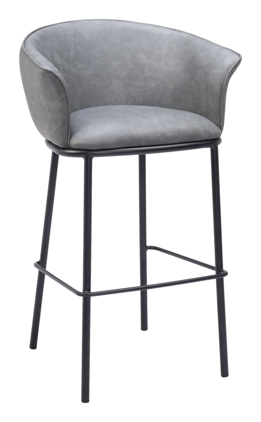 Counter Height Bar Stools – Garston Gray Seat with Black Metal Legs