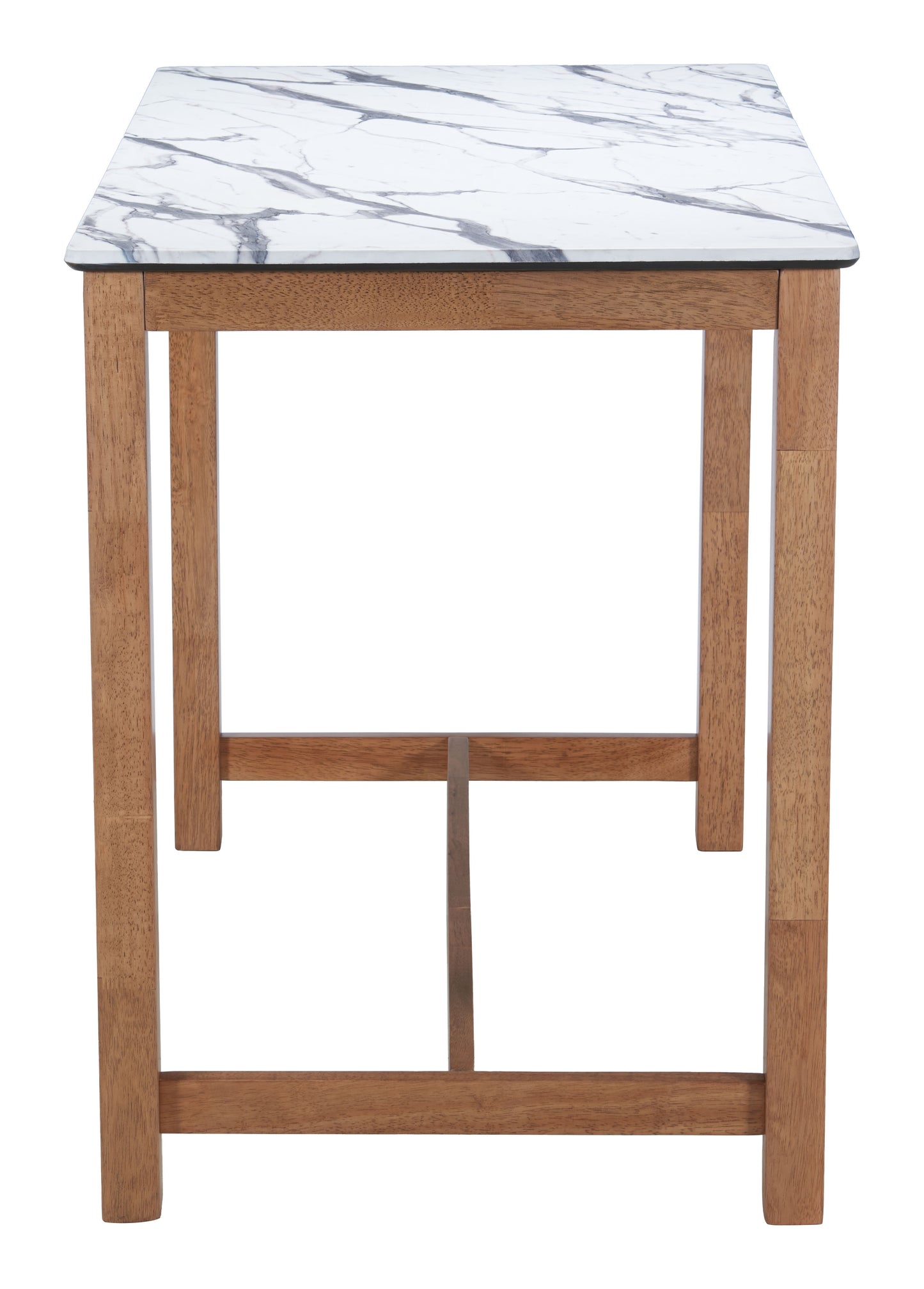 Fein White Counter Table – Modern Faux Marble & Rubberwood Dining Table