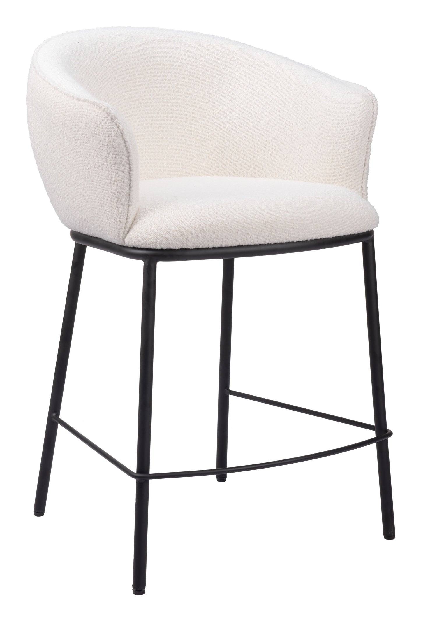 Essen Counter Stool in Ivory – Modern Teddy Fabric Bar Chair