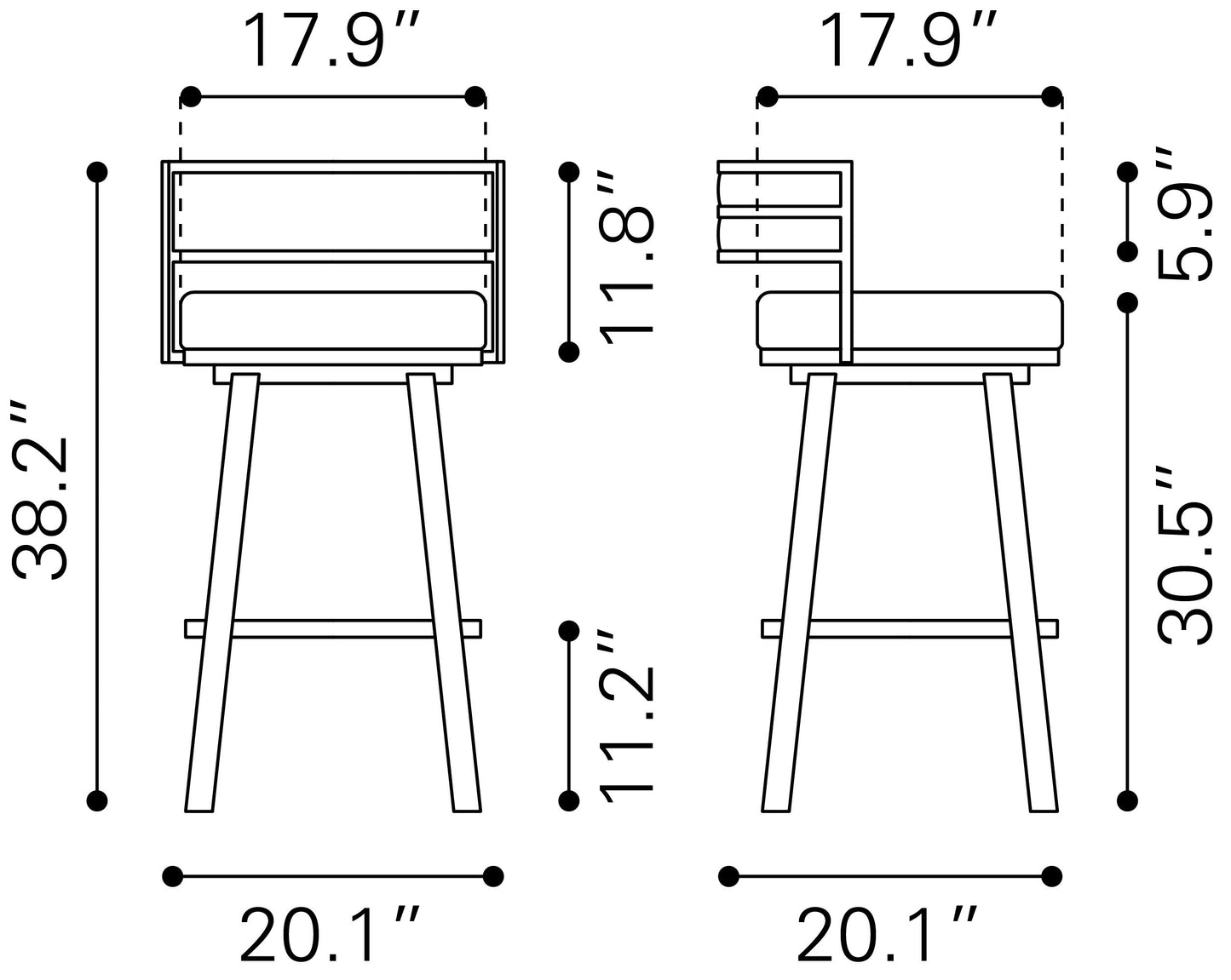 Counter Bar Stools – Swivel Design with Footrest in Black