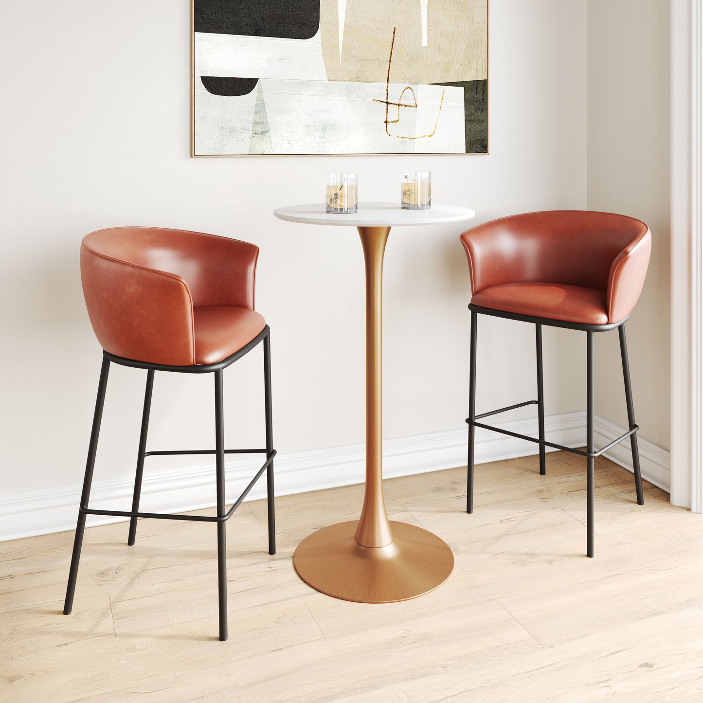 Kitchen Counter Stool –Garston Brown Bar Chair with Back