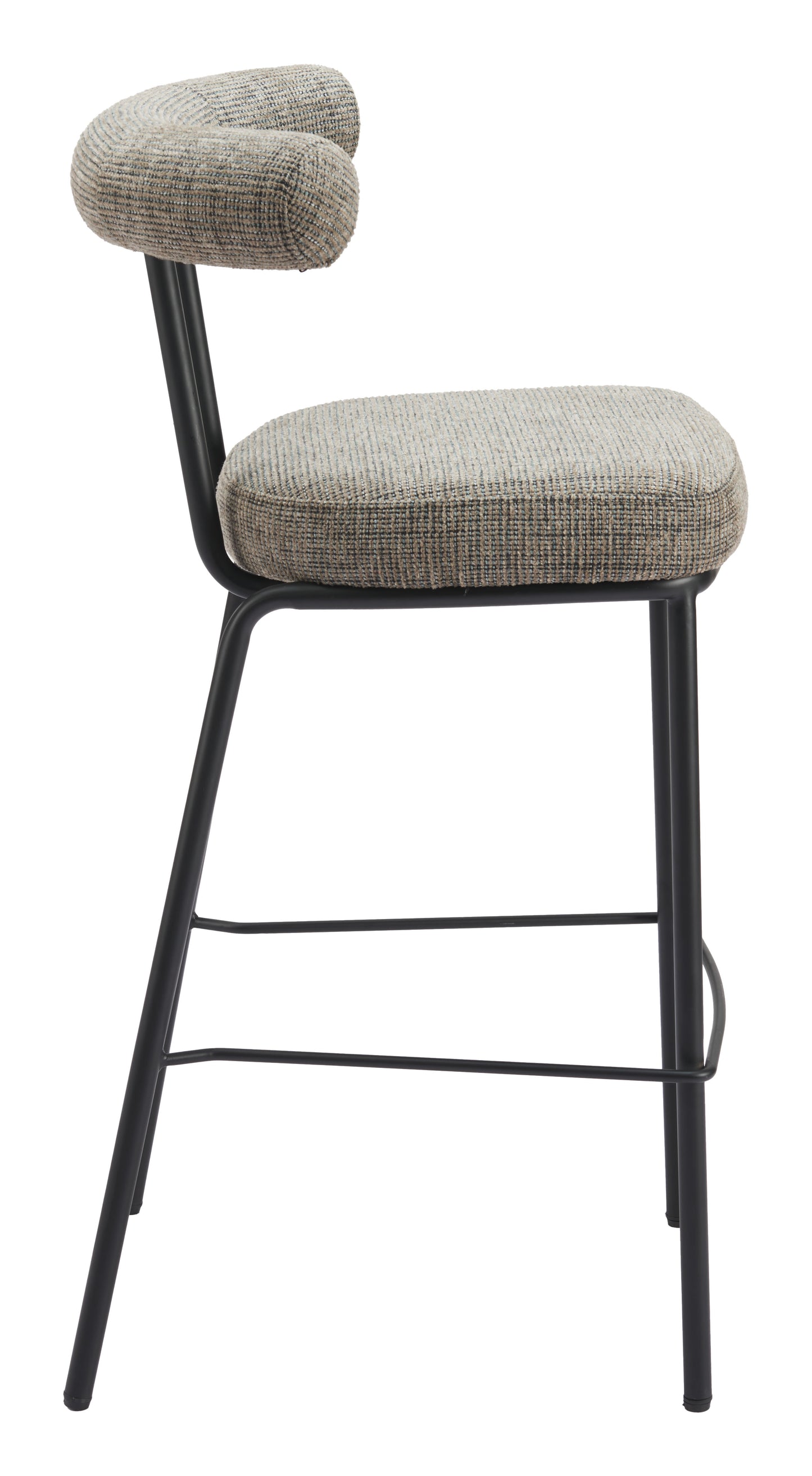 Outdoor Bar Stools – Upholstered Green Seat with Sleek Metal Base