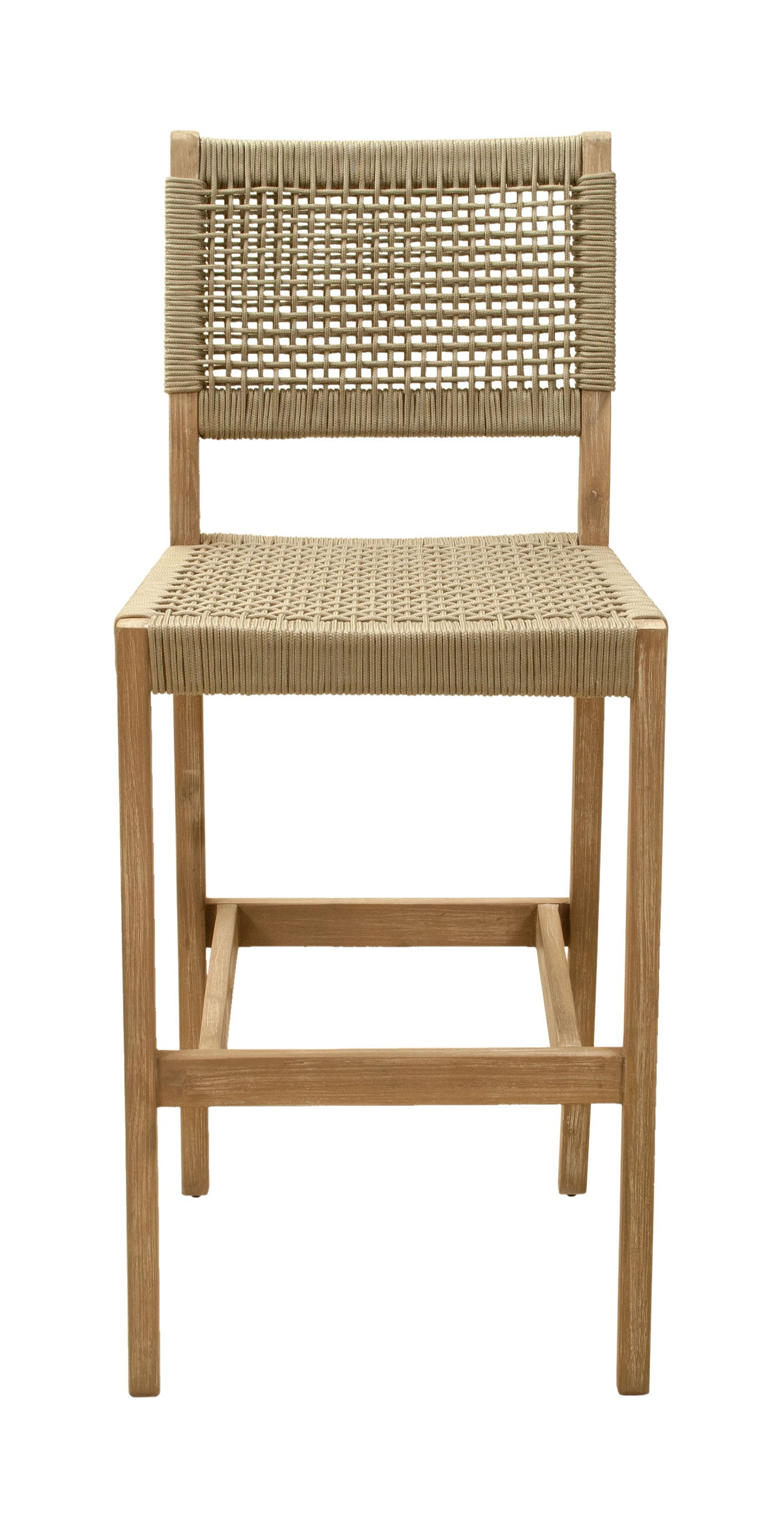Corde Barstool in Beige with Natural Acacia Wood – Modern Counter Height Seating