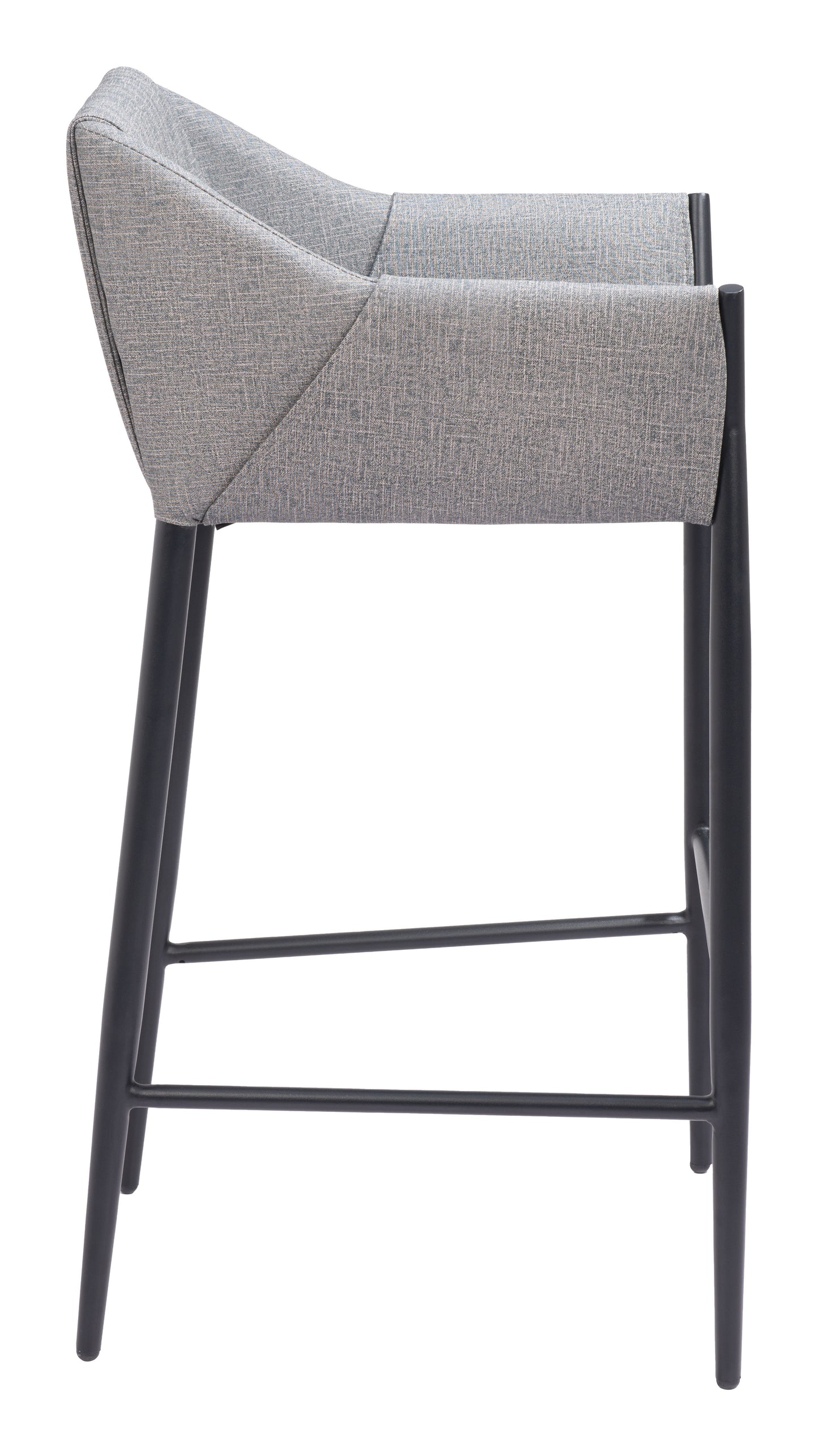 Grey Bar Stools – Counter Height with Upholstered Seat & Wooden Legs