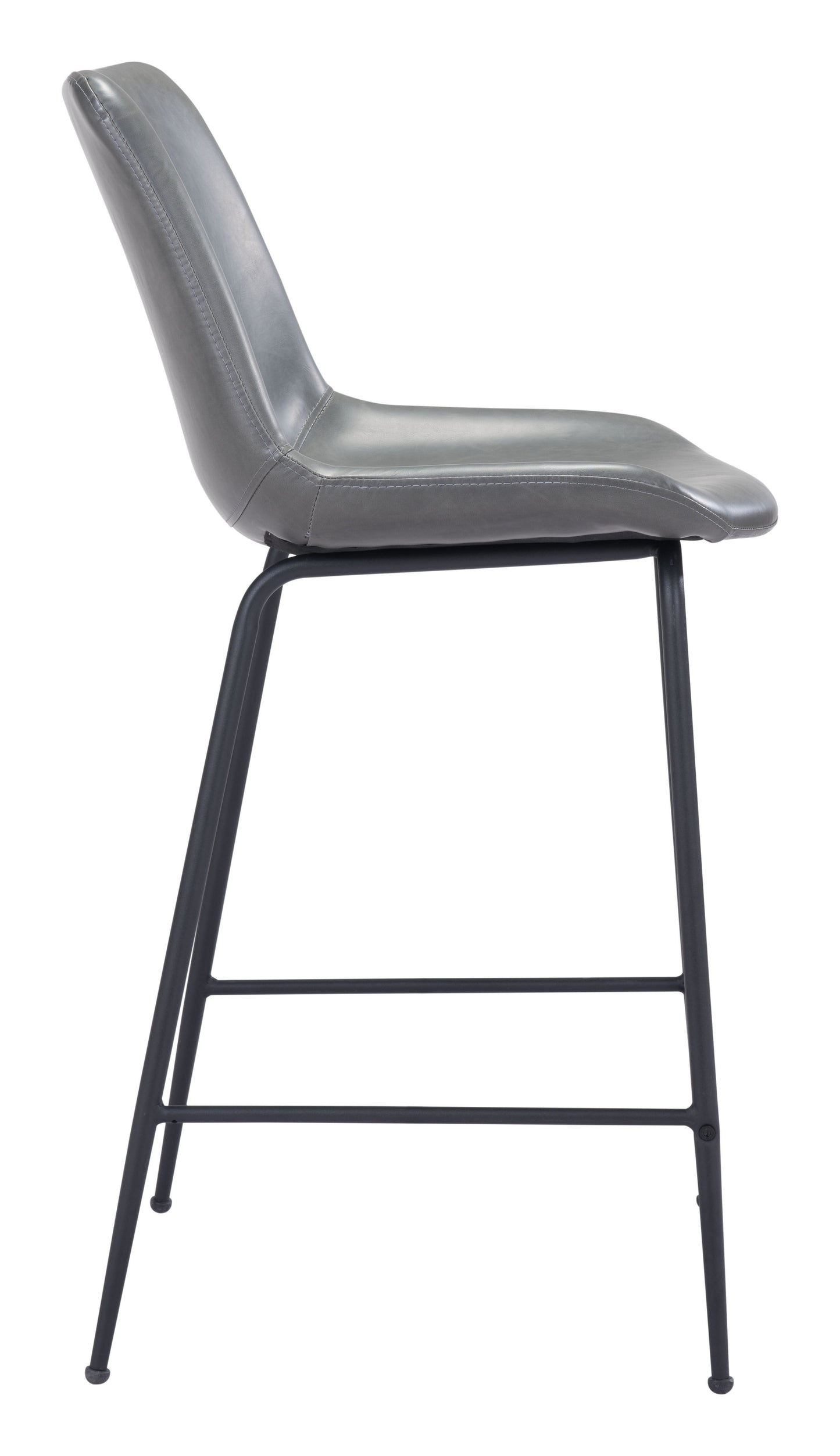 Byron Counter Stool in Gray – Modern Faux Leather Bar Chair