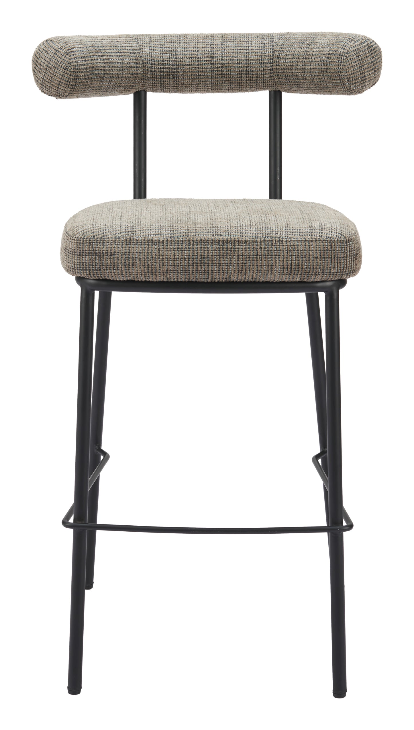 Outdoor Bar Stools – Upholstered Green Seat with Sleek Metal Base
