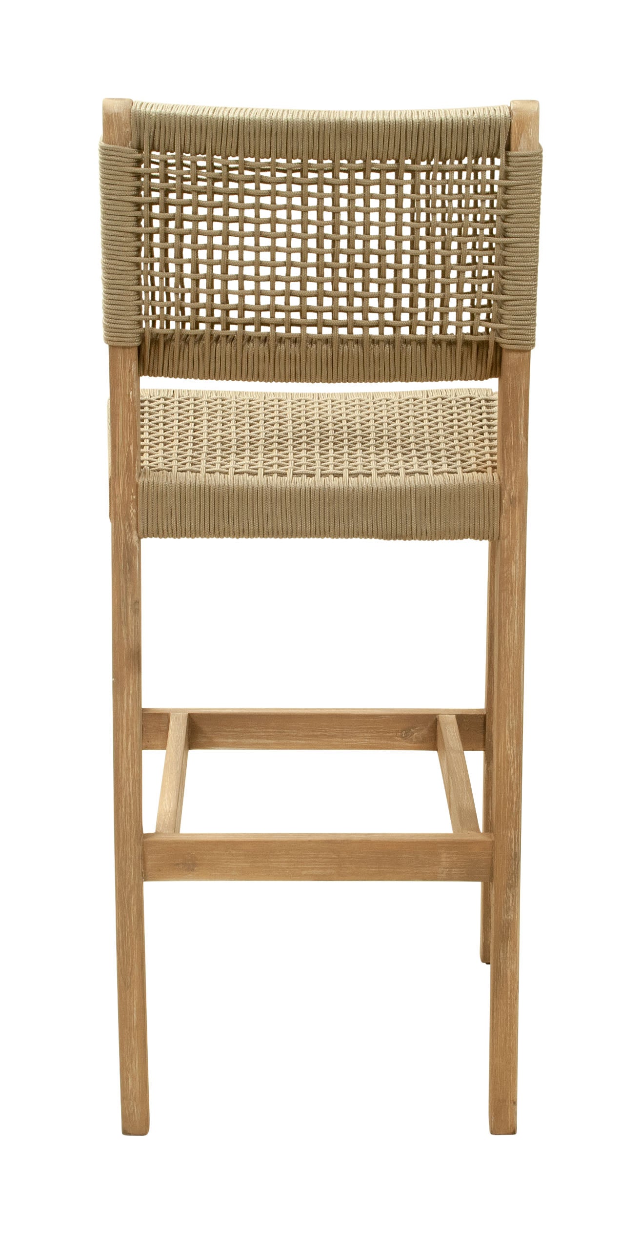 Corde Barstool in Beige with Natural Acacia Wood – Modern Counter Height Seating