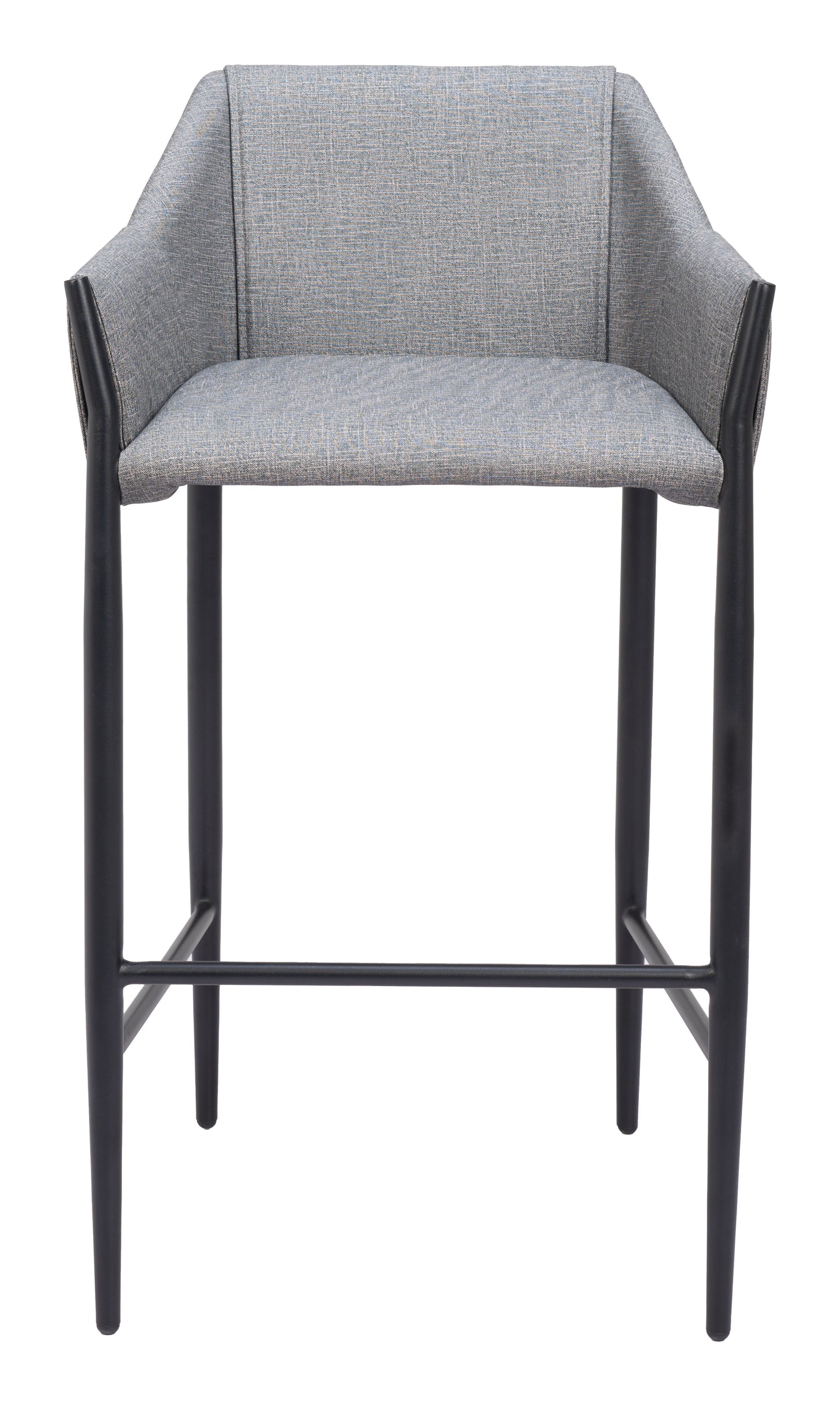 Grey Bar Stools – Counter Height with Upholstered Seat & Wooden Legs