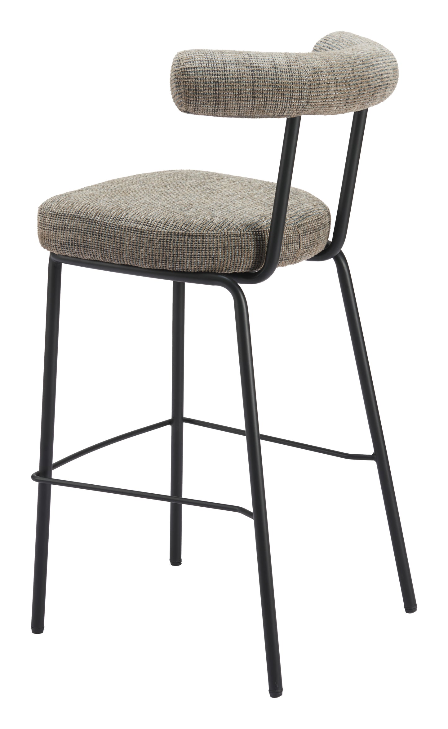 Outdoor Bar Stools – Upholstered Green Seat with Sleek Metal Base