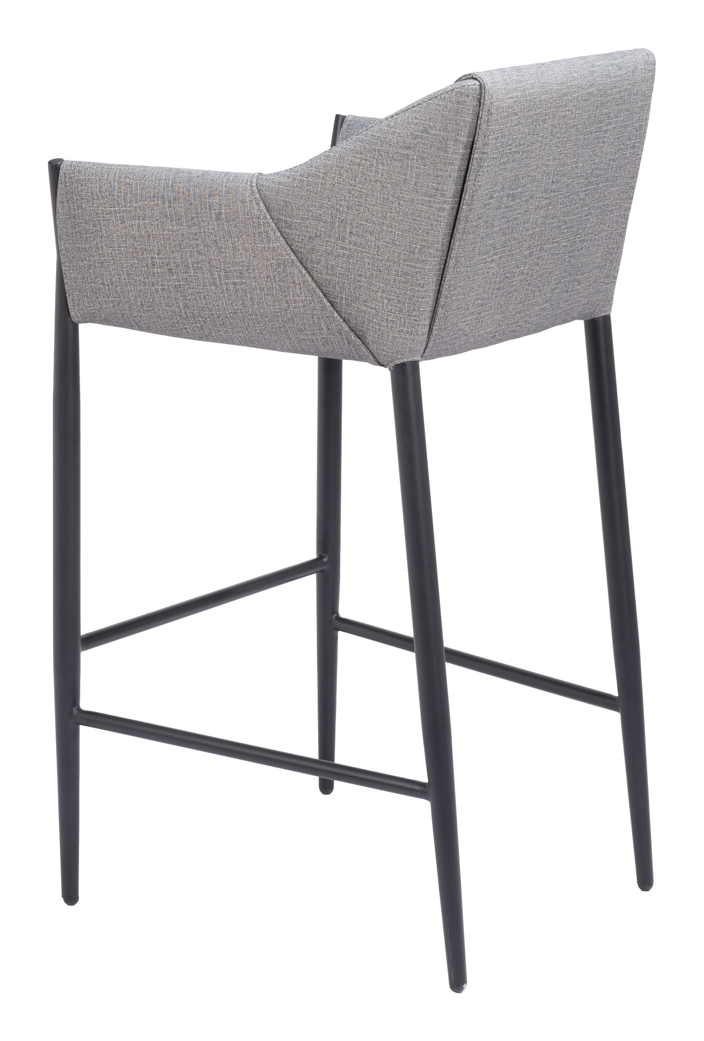 Grey Bar Stools – Counter Height with Upholstered Seat & Wooden Legs
