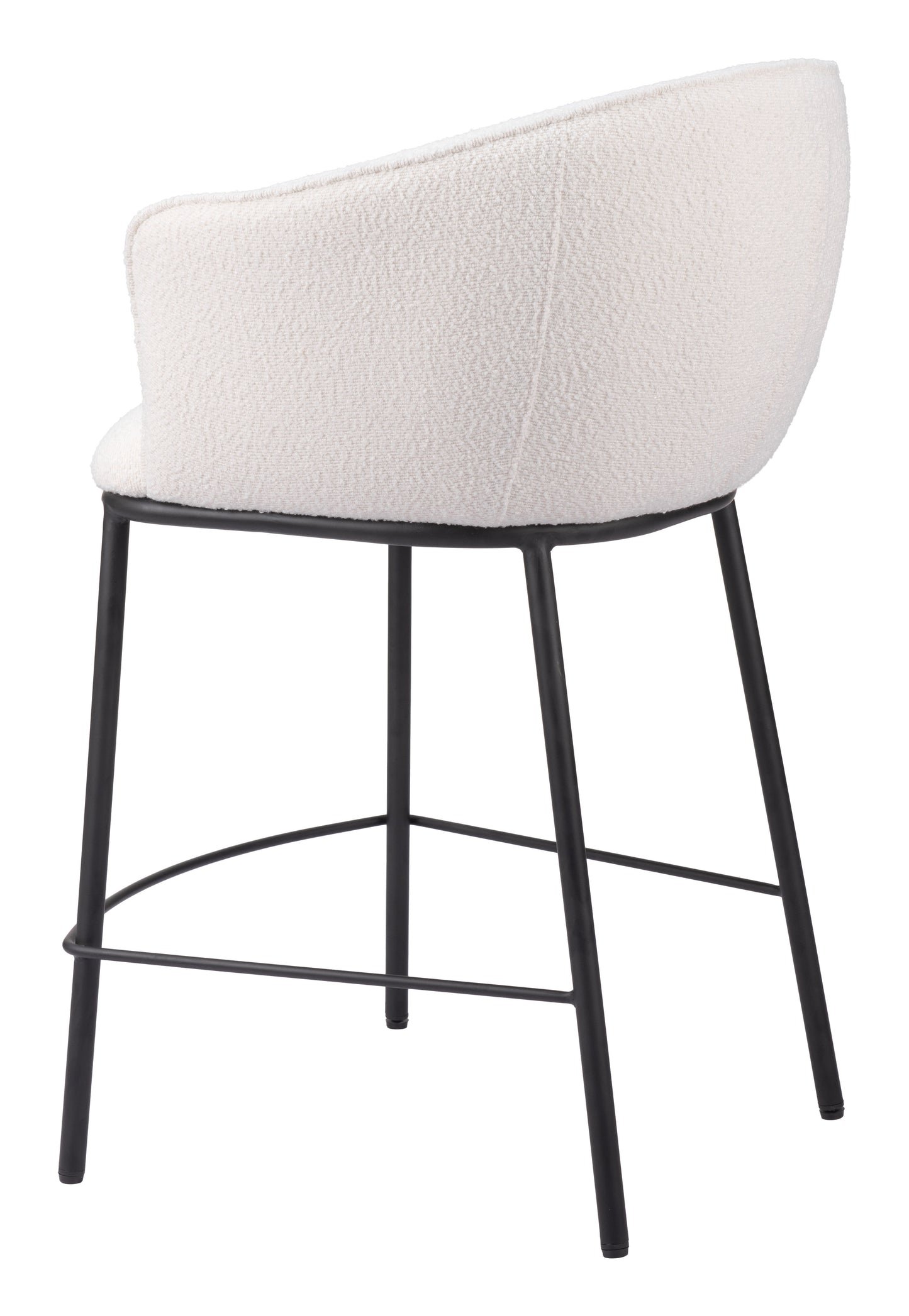 Essen Counter Stool in Ivory – Modern Teddy Fabric Bar Chair
