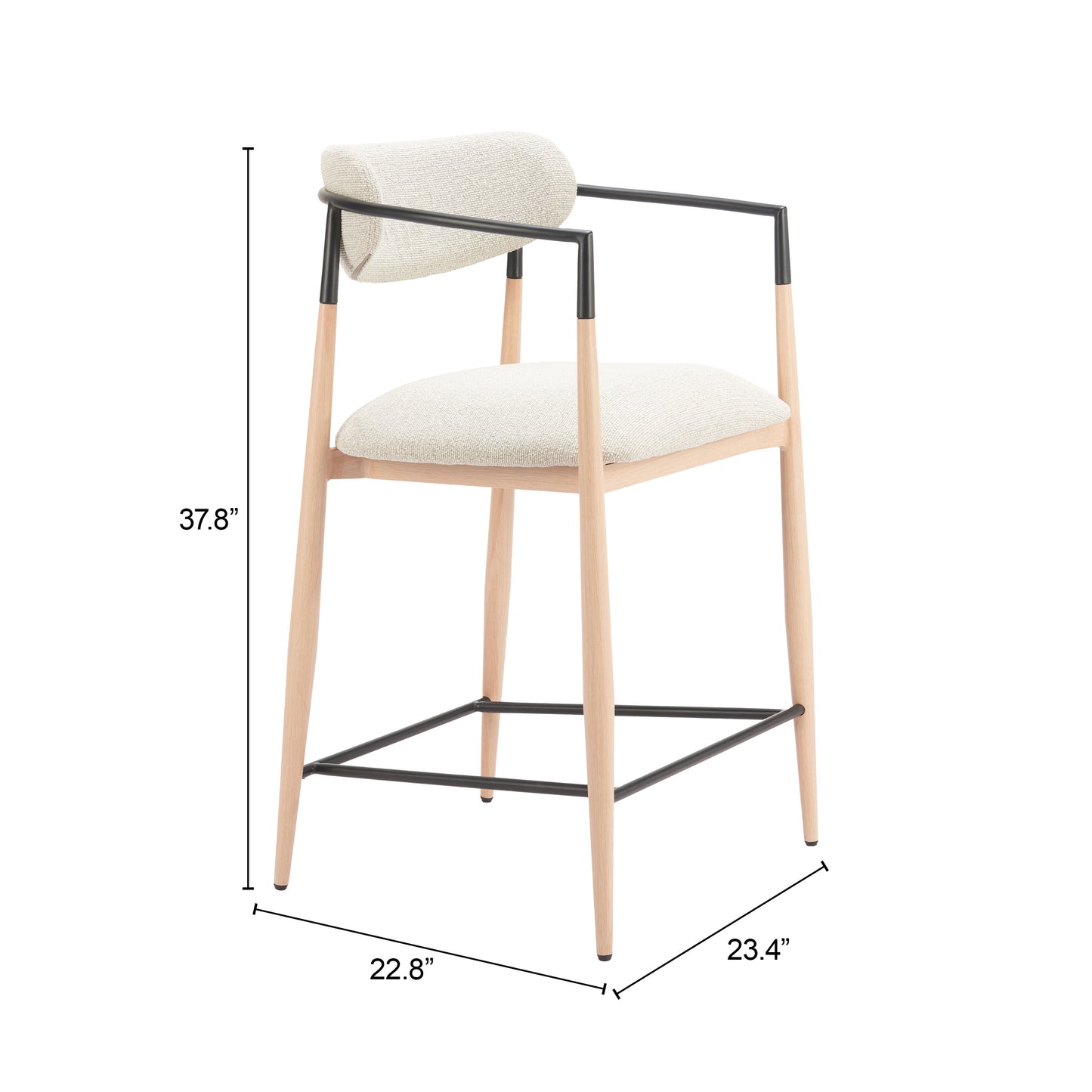 Equinox Counter Stool in Oyster Gray & Natural – Modern Upholstered Bar Chair