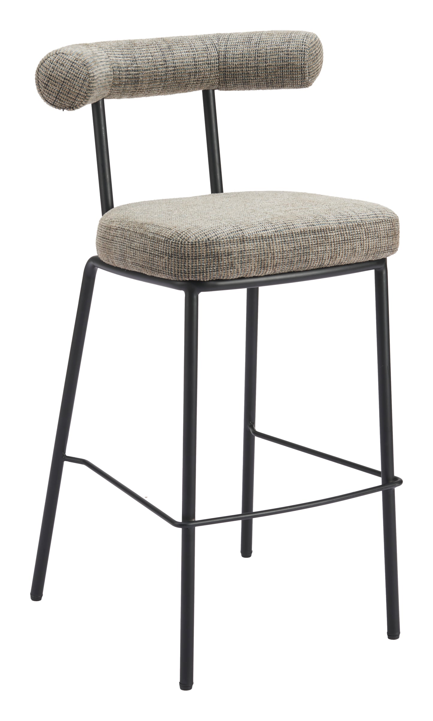 Outdoor Bar Stools – Upholstered Green Seat with Sleek Metal Base
