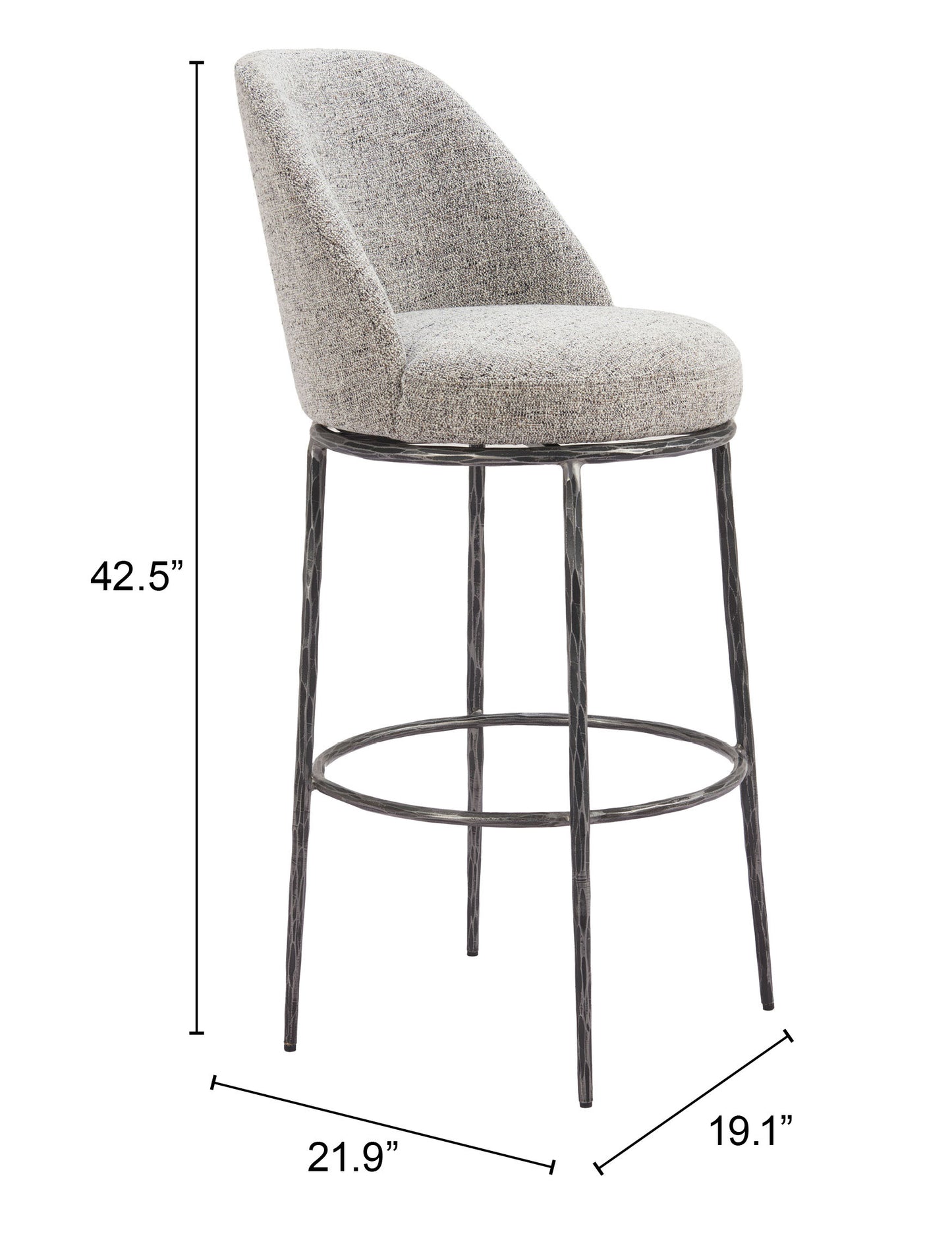 Counter Bar Stools – Nordhavn Gray Seat with Modern Frame