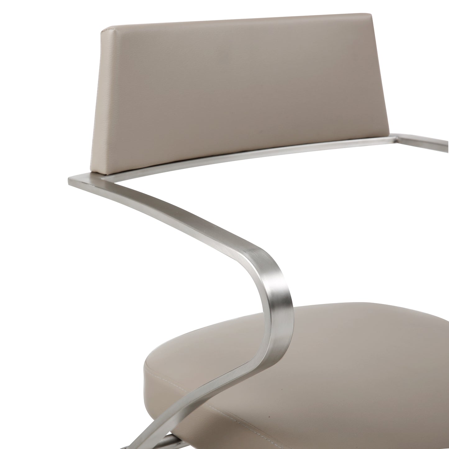 Elegant Zuri Bar Stool with Curved Stainless Steel Armrests