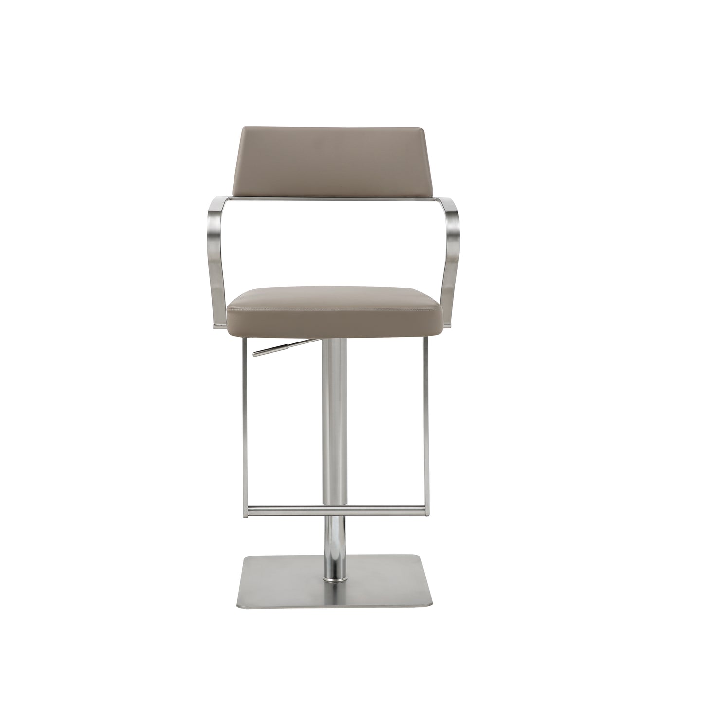 Elegant Zuri Bar Stool with Curved Stainless Steel Armrests