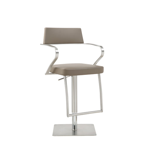 Elegant Zuri Bar Stool with Curved Stainless Steel Armrests