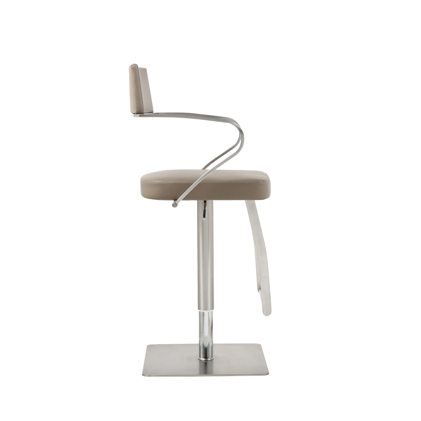 Elegant Zuri Bar Stool with Curved Stainless Steel Armrests