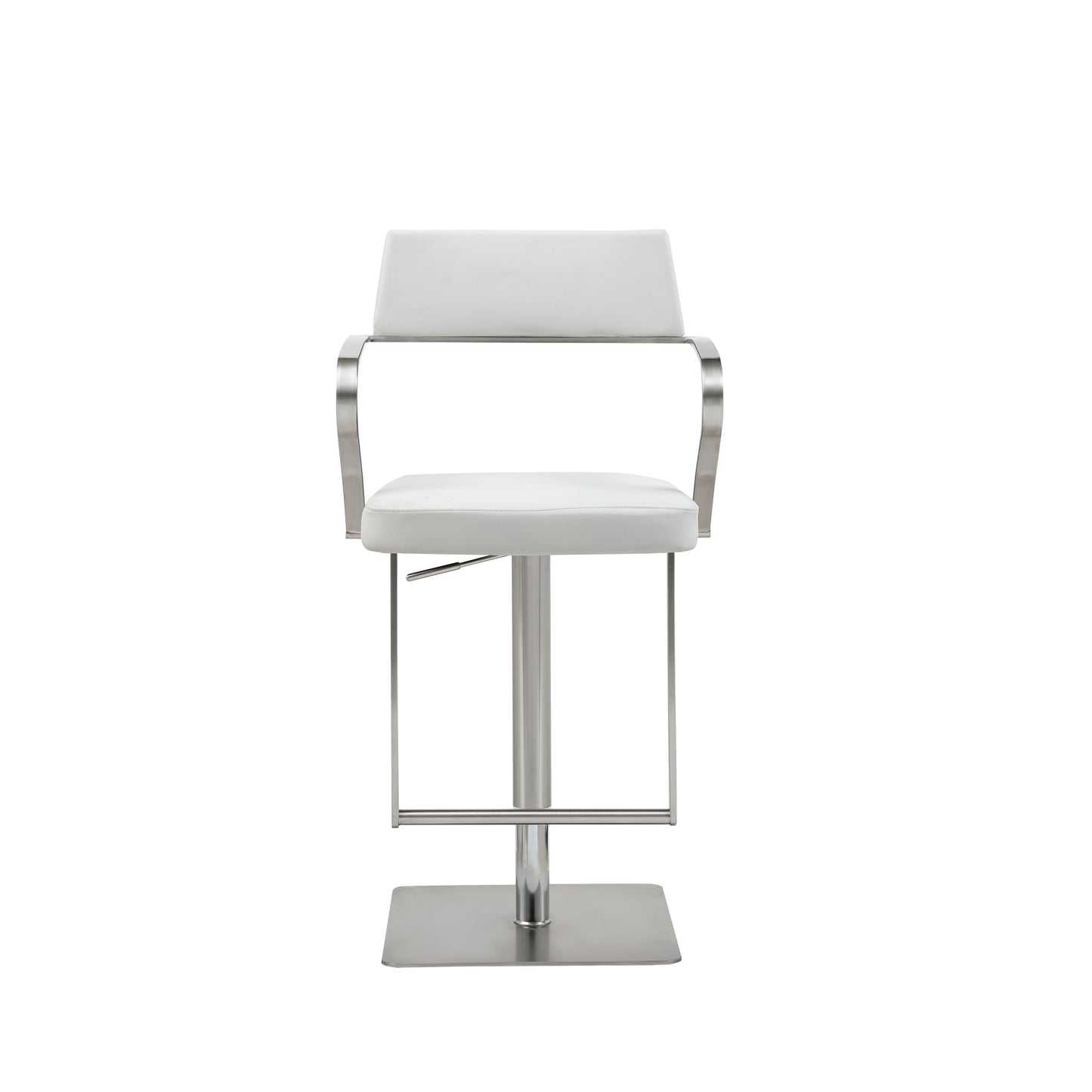 Elegant Zuri Bar Stool with Curved Stainless Steel Armrests