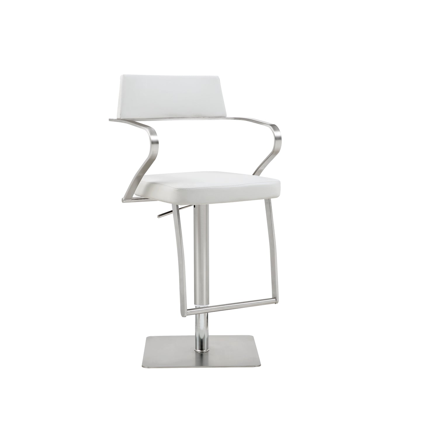Elegant Zuri Bar Stool with Curved Stainless Steel Armrests