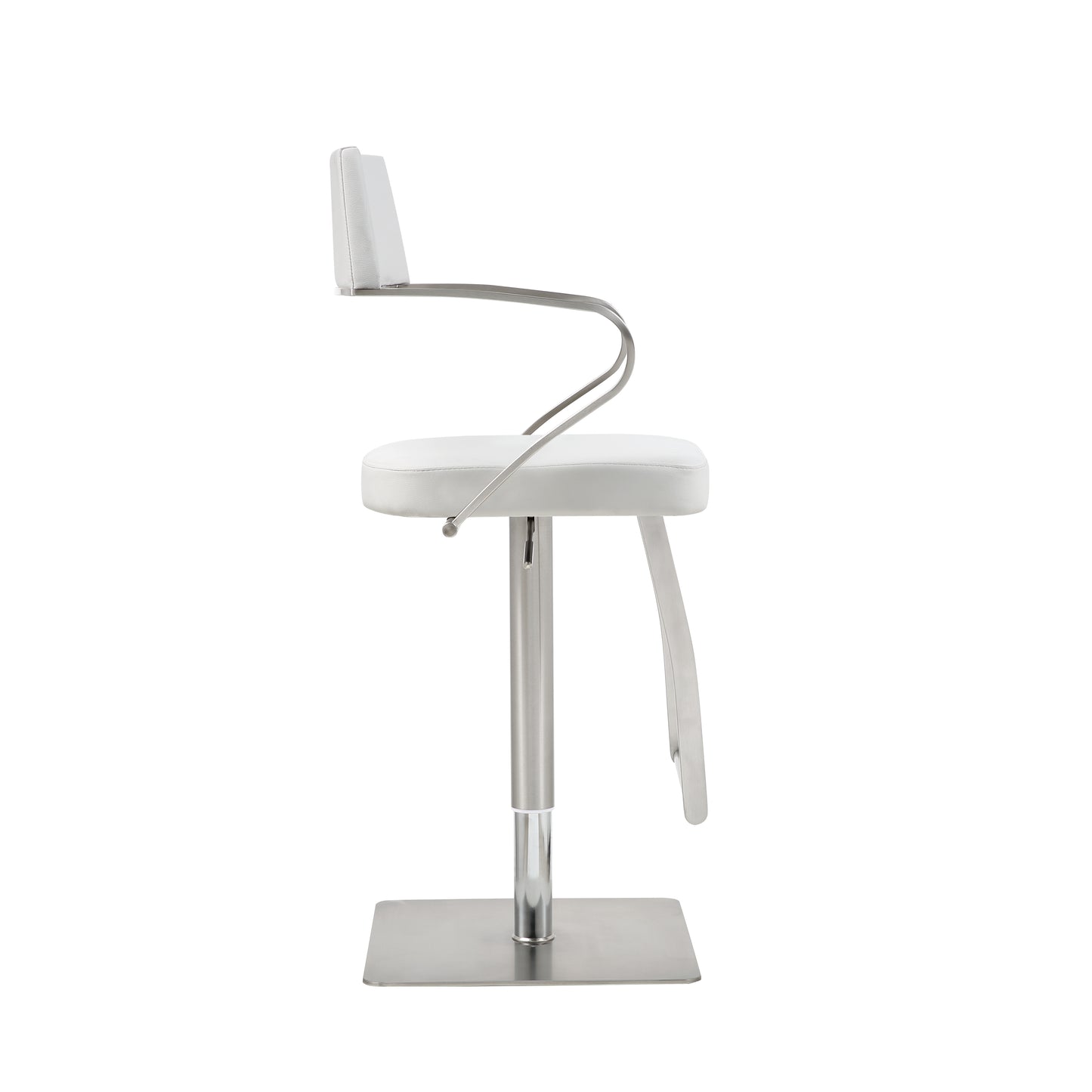 Elegant Zuri Bar Stool with Curved Stainless Steel Armrests