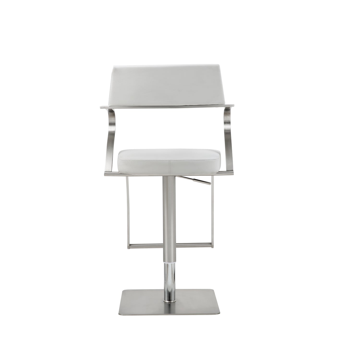 Elegant Zuri Bar Stool with Curved Stainless Steel Armrests