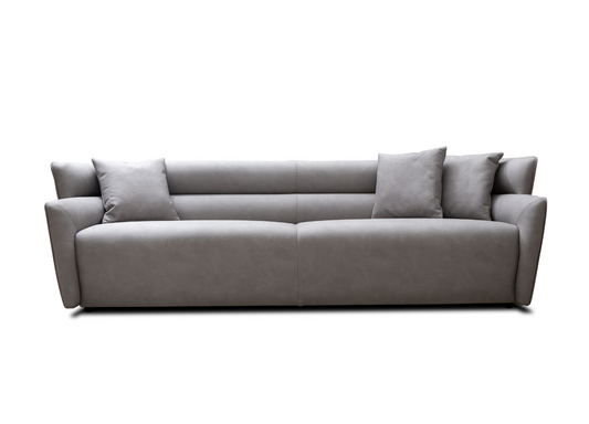 Boss Sofa in Grey Nubuck Leather & Black Legs by Whiteline Modern Living