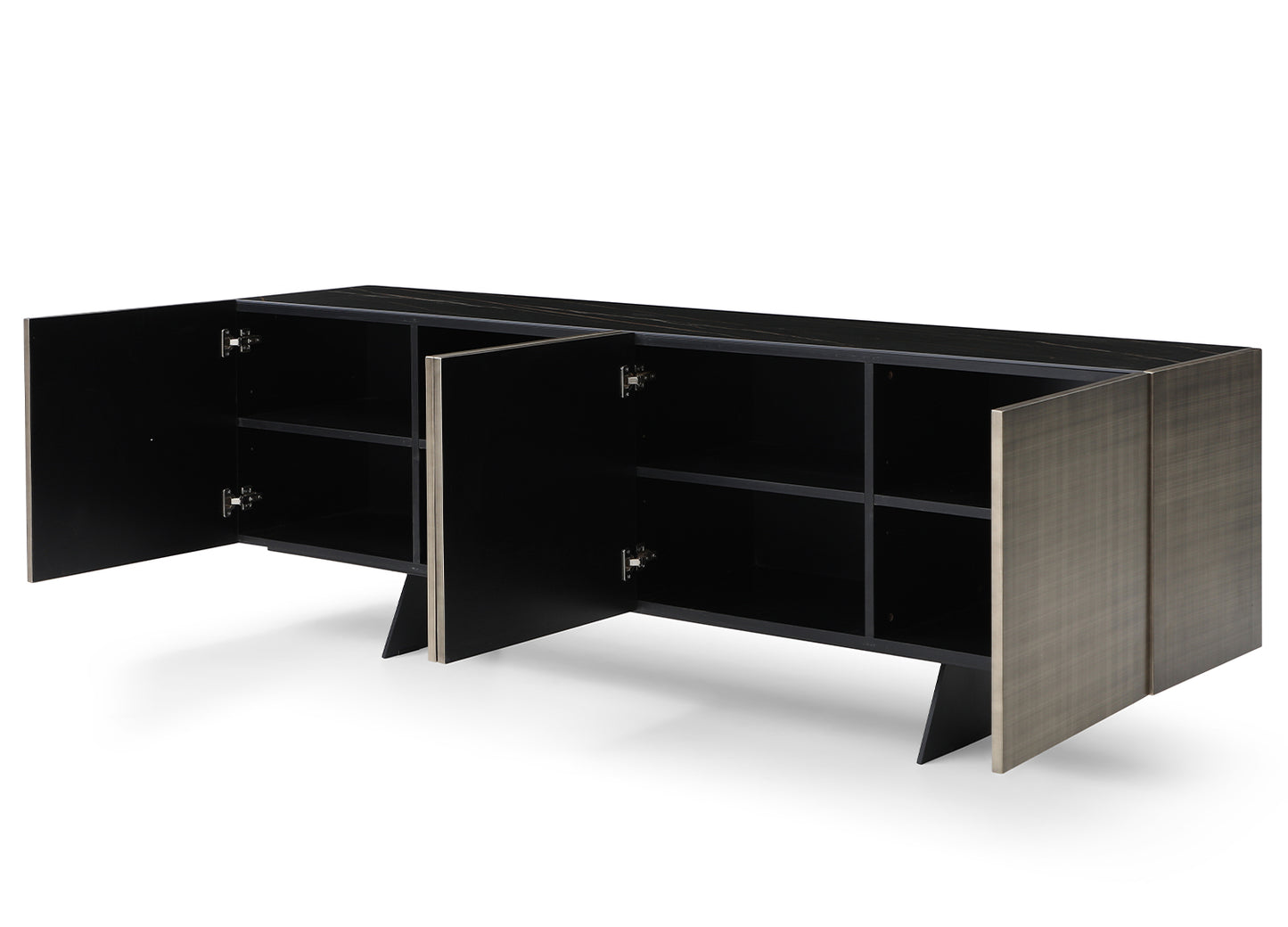 Raul Buffet in Ceramic Top, Brushed Bronze Wood & Black Metal by Whiteline Modern Living