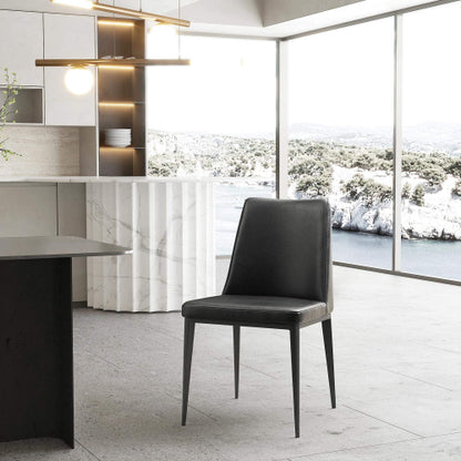 Carrie Dining Chair in Light Grey Eco Leather & Sanded Black Steel by Whiteline Modern Living