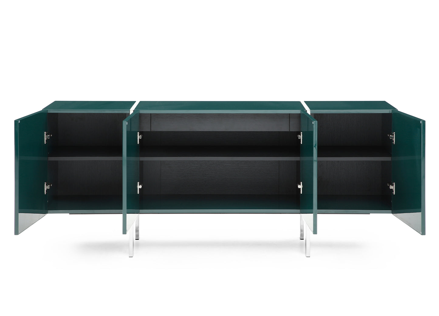 Struttura Buffet in High Gloss Dark Green & Polished Stainless Steel by Whiteline Modern Living