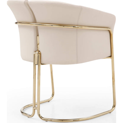 Jolie Dining Arm Chair in Beige Eco Leather & Polished Brass by Whiteline Modern Living