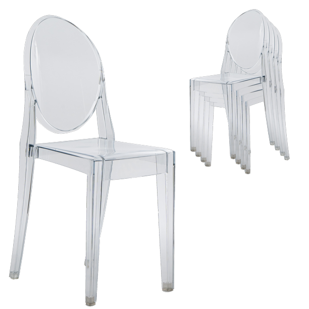 Techni Home Stackable Acrylic Ghost Event Chairs – Set of 4