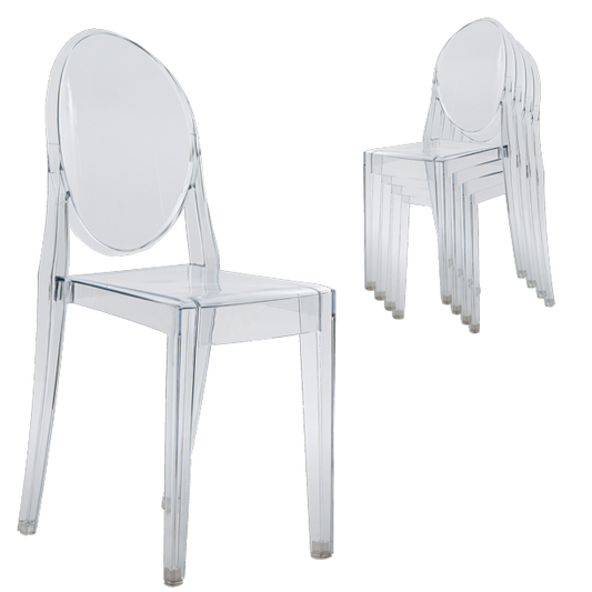 Techni Home Stackable Acrylic Ghost Event Chairs – Set of 4