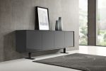 Densy Buffet in High Gloss Dark Grey & Metal by Whiteline Modern Living