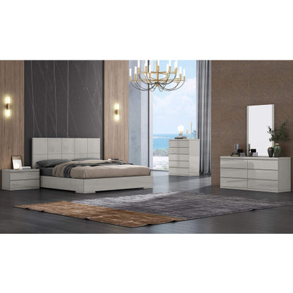 Anna 3 Drawer Single Dresser in High Gloss Light Grey Finish by Whiteline Modern Living