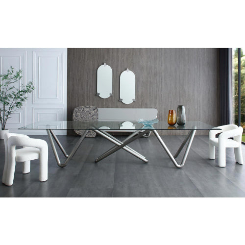 Mirage Dining Arm Chair in White Boucle Fabric by Whiteline Modern Living