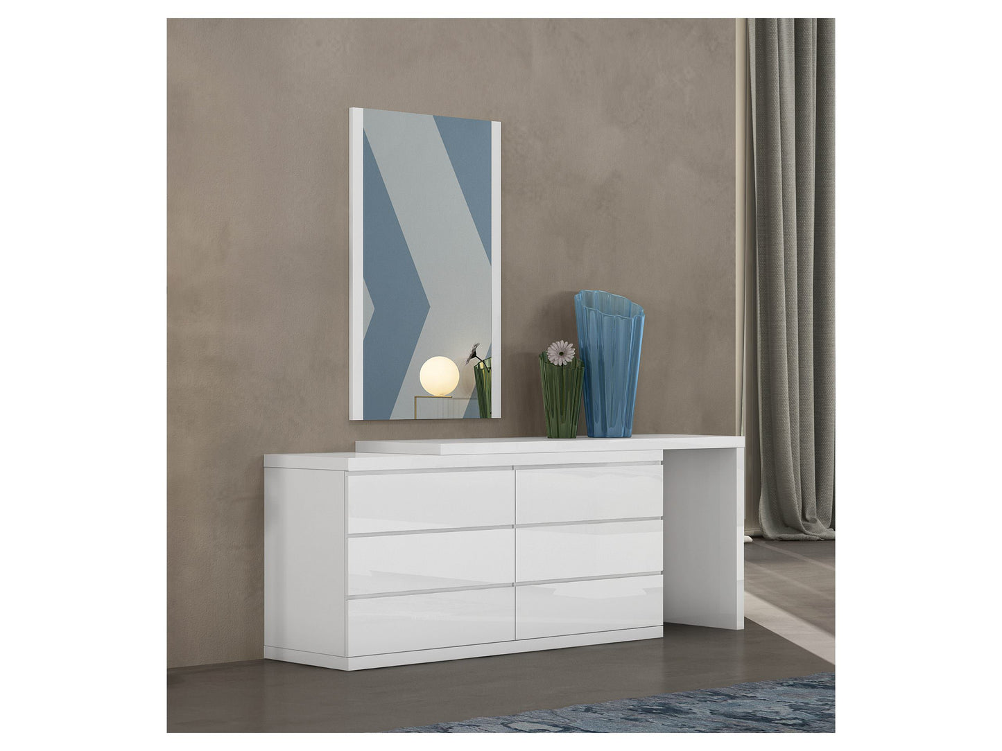 Anna Double Dresser in High Gloss White by Whiteline Modern Living