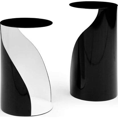 Willie 21"H Side Table in Black & White Metal Outside by Whiteline Modern Living