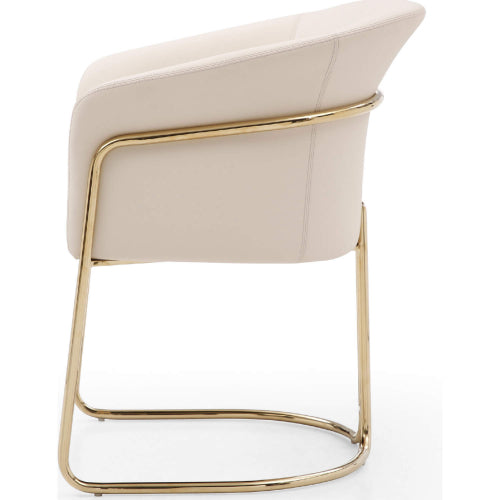 Jolie Dining Arm Chair in Beige Eco Leather & Polished Brass by Whiteline Modern Living