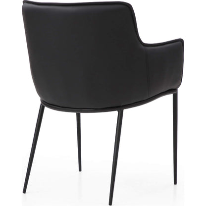 Tiffany Dining Arm Chair in Black Eco Leather & Black Metal by Whiteline Modern Living